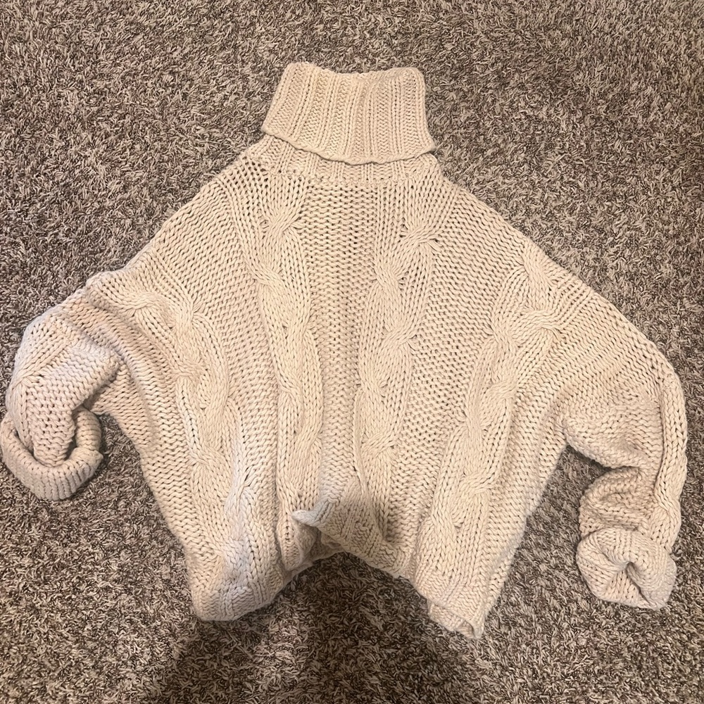 FAVLUX Cream Cable Knit Turtleneck Sweater